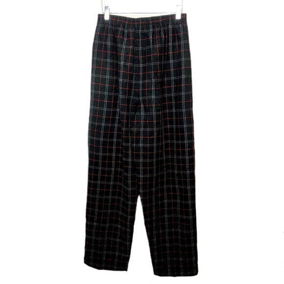 VINTAGE 90s Wool Blend Black Red Grey Plaid Academia Grandpa Pants Size 10/12 - Picture 4 of 10